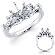 18KW 3stone Diamond Engagement Ring with Baguette's (0.50Ct)