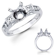 18KW 3stone Diamond Engagement Ring with Princess, Side Channel