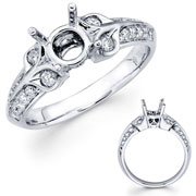 18KW Round Diamond Pave Setting Engagement Ring (0.35Ct)