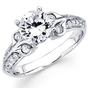 18KW Round Diamond Pave Set Engagement Ring