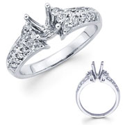 Marquise, Round Pave & Milgrain 18KW Diamond Engagement Ring