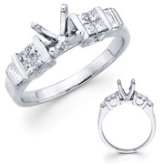 18KW Princess & Baguette Diamond Engagement Ring (0.37Ct)