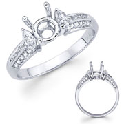 18KW Marquise, Baguette & Round Diamond Engagement Ring(0.43ct)