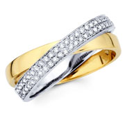 14K 2Tone Round Micro-Pave setting Diamond Ring (0.25Ct)