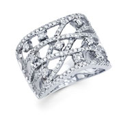 14KW Multi Line Braided Round Diamond Ring (0.95Ct)