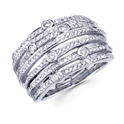 14KW Multi Line Round Diamond Ring (0.87Ct)