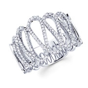 14KW Waved Ribbon Shape Round Micro-Pave Diamond Ring (0.51Ct)