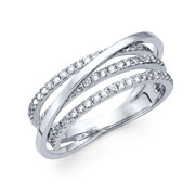 14KW Multi Line Round Micro-Pave Diamond Ring (0.53Ct)