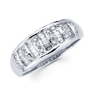 14KW Baguette, Round Diamond Ring (0.44Ct)