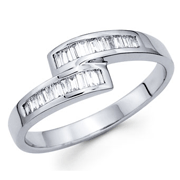 14KW Baguette, Round Diamond Ring (0.27Ct)