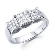 14KW 3Stone Type Princess Invisible Setting Diamond Ring (0.61Ct