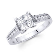 14KW Invisible Princess with Round Channel Ring (0.87Ct)