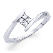 Designer 14K White Gold Invisible Princess Diamond Promise Ring