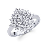 14KW Round Diamond Cluster Ring (0.74Ct)
