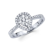 14KW Round Pear Shape Diamond Flower Ring (0.66Ct)