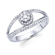 14K Illusion Set Round Micro-Pave Diamond Flower Ring