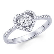 14K White Gold Illusion Set Round Diamond Heart Ring