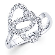 14KW Round Diamond Heart Ring (0.34Ct)