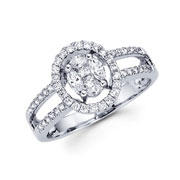 18KW Illusion, Micro-Cut Round Diamond Fancy Ring (0.52Ct)
