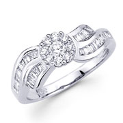 18KW Illusion Round, Baguette Set Diamond Fancy Ring (0.64Ct)
