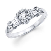 18KW Illusion Round, Baguette Set Diamond Fancy Ring (0.49Ct)