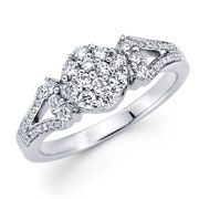 18KW Illusion, Micro-Pave Round Diamond Fancy Ring (0.43Ct)