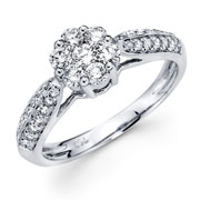 18KW Illusion, Micro-Pave Round Diamond Fancy Ring (0.78Ct)