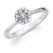 Fancy Heart Prong Illusion Set Round Diamond 18K White Gold Ring