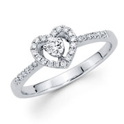 18K White Gold Micro-Cut Round Diamond Fancy Heart Ring