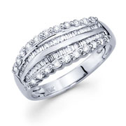 18KW Baguette, Micro Set Round Diamond Fancy Band (0.57Ct)