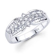 18KW Illusion Round, Baguette Set Diamond Fancy Ring (0.49Ct)