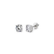 Round Diamond Solitaire Earring in 14K White Gold Setting
