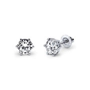 0.65 ctw Diamond Solitaire Earrings in 6 Prong 14K White Gold Se