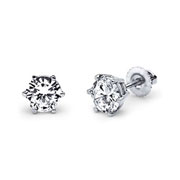 1.00 CTW Diamond Solitaire Earrings in 14K White Gold
