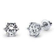 1.50 ctw 6 Prong 14K White Gold Solitaire Earrings