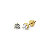 3 Prong 14K Yellow Gold Diamond Solitaire Earrings (0.15ctw)