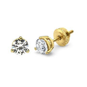 Round Diamond 1 Carat 14K Yellow Gold Solitaire Earrings