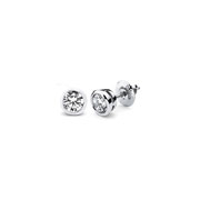 Bezel Set 14K White Gold Diamond Solitaire Earrings (0.15ctw)