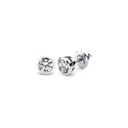 Bezel Set 14K White Gold 0.20ctw Diamond Solitaire Earrings