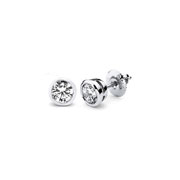 14K White Gold Bezel Set 1/4 ctw Diamond Stud Earrings