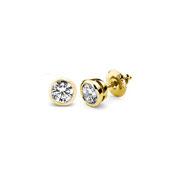 14K Yellow Gold Bezel Set 1/4 ctw Diamond Stud Earrings