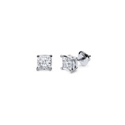 Princess Diamond Solitaire Earrings in 14K White Gold (0.20 ctw)