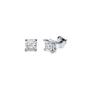 14K White Gold 1/4ct Diamond Princess Solitaire Stud Earrings