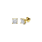 Princess Diamond Solitaire Earrings in 14K Yellow Gold