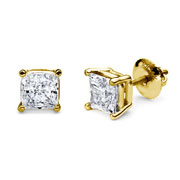 2.00 ctw Princess Diamond 14K Yellow Gold Solitaire Earrings