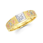 Ladies 14K Tri Color 14K Gold Wedding Band