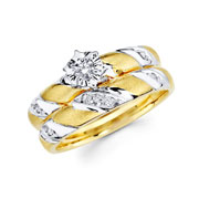 14K Two Tone Striped Diamond Wedding Set