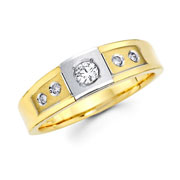 Two Tone 14K Gold Round Diamond Men's Wedding Band