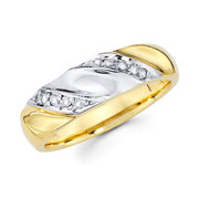 14K Two Tone Men's Diamond Wedding Band