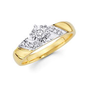 14K Two Tone Round Diamond Engagement Ring